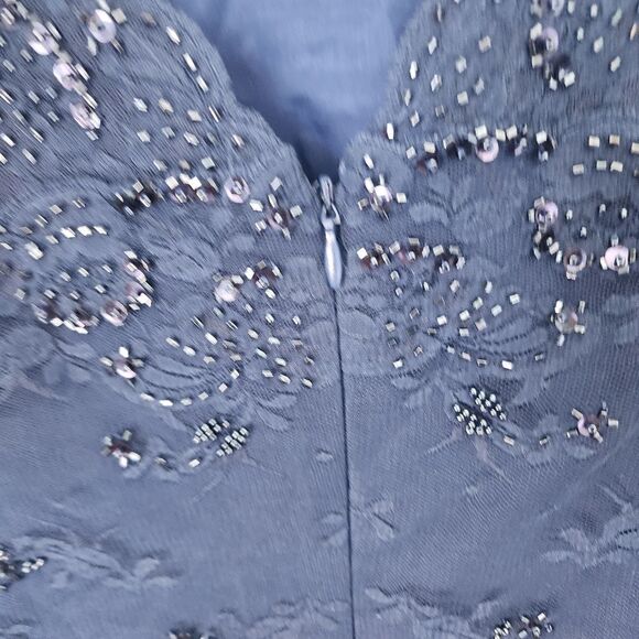 Talbots silk evening beaded sequined maxi mother of the bride dress - Picture 7 of 14